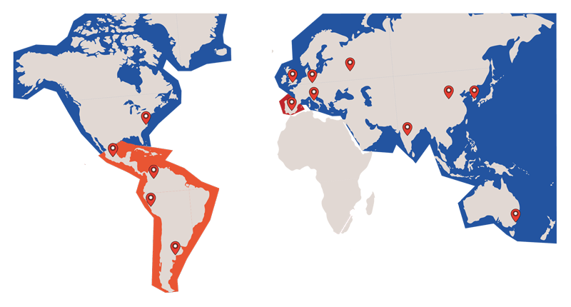 Mapas países red on demand