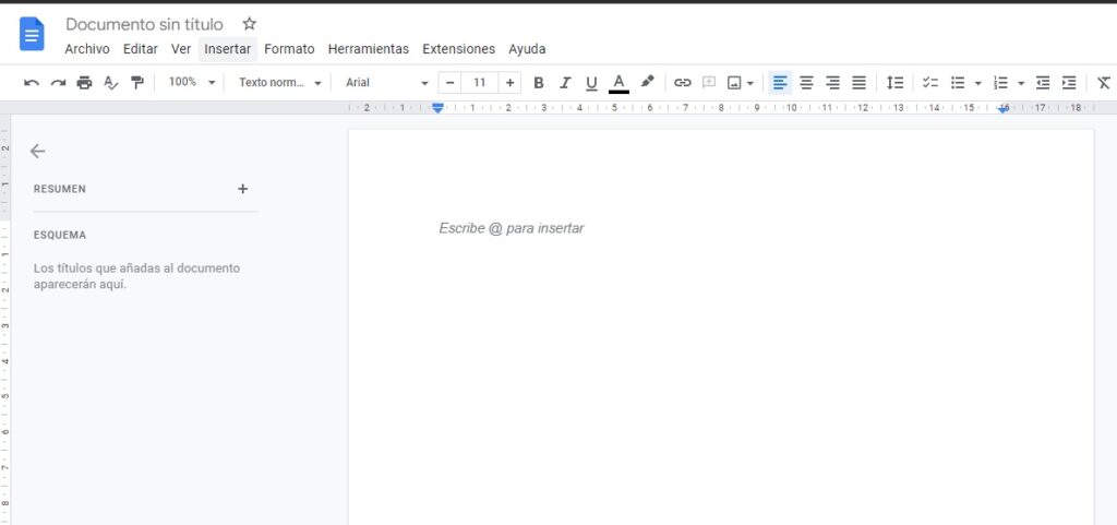 Google docs - Insertar